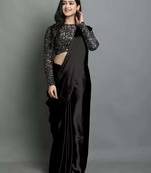 BOLLYWOOD STYLE DESIGNER SATIN SILK SAREE PARTY WEAR SAREE EXCLUSIVE SAREE WITH SEQUENCE WORK SAREE AND BLOUSE