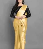 BOLLYWOOD STYLE DESIGNER SATIN SILK SAREE PARTY WEAR SAREE EXCLUSIVE SAREE WITH SEQUENCE WORK SAREE AND BLOUSE