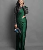 BOLLYWOOD STYLE DESIGNER SATIN SILK SAREE PARTY WEAR SAREE EXCLUSIVE SAREE WITH SEQUENCE WORK SAREE AND BLOUSE