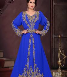 Royal Blue color Full Sleeves Handmade Moroccan Kaftan