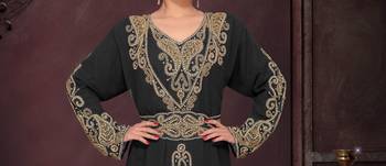Black color Full Sleeves Handmade Moroccan Kaftan  2