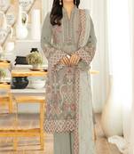 Light olive color embroideried faux georgette semi stitched salwar suit
