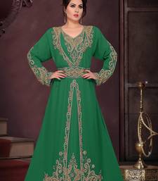 Dark Green color Full Sleeves Handmade Moroccan Kaftan
