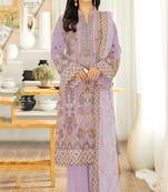 Light lavender color embroideried faux georgette semi stitched salwar suit