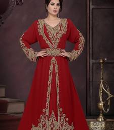 Maroon color Full Sleeves Handmade Moroccan Kaftan