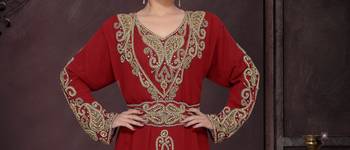 Maroon color Full Sleeves Handmade Moroccan Kaftan 2