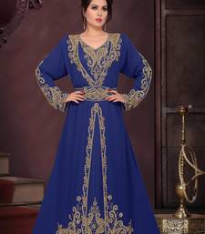 Navy Blue color Full Sleeves Handmade Moroccan Kaftan