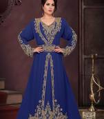 Navy Blue color luxurious Full Sleeves Handmade Moroccan Kaftan.