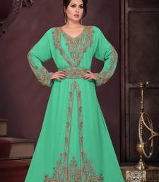 Sea Green color Full Sleeves Handmade Moroccan Kaftan 