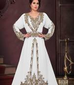 Off- White color luxurious Full Sleeves Handmade Moroccan Kaftan.
