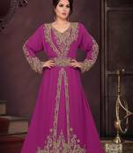 Wine color luxurious Full Sleeves Handmade Moroccan Kaftan.