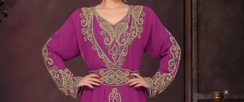Wine color Full Sleeves Handmade Moroccan Kaftan 2