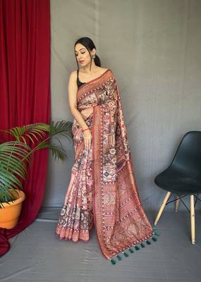 Women Red Cotton Saree And Printed Work Rich Pallu Saree With Blouse For Women 1