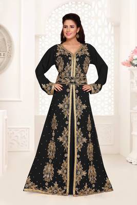 Black color Full Sleeves Handmade Moroccan Kaftan  1