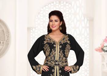 Black color Full Sleeves Handmade Moroccan Kaftan  2