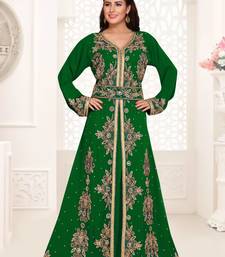 Dark Green color Full Sleeves Handmade Moroccan Kaftan 