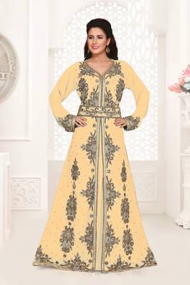 Beige color Full Sleeves Handmade Moroccan Kaftan 1