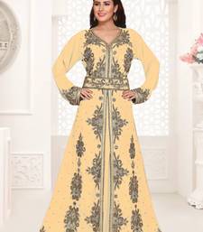 Beige color Full Sleeves Handmade Moroccan Kaftan