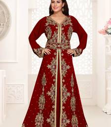 Maroon color Full Sleeves Handmade Moroccan Kaftan 