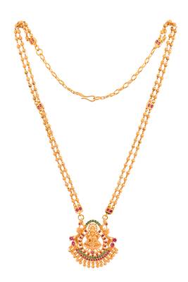 Two strand golden Laxmi pendant necklace one gram gold 3