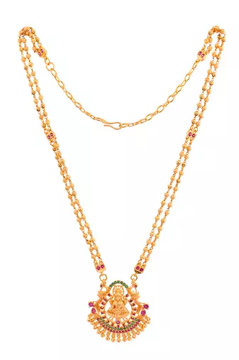 Two strand golden Laxmi pendant necklace one gram gold