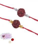 Handmade combo panch mukhi rudraksh protection rakhi set for brother bhaiya