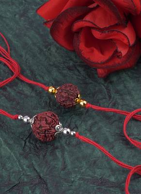 Handmade combo panch mukhi rudraksh protection rakhi set for brother bhaiya 3