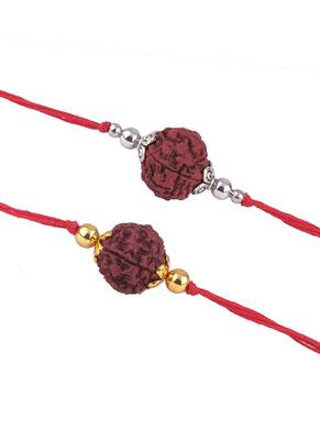 Handmade combo panch mukhi rudraksh protection rakhi set for brother bhaiya 4
