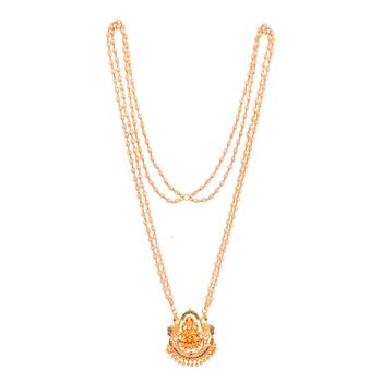 Off-white pearl LONG 2 line necklace with Laxmi pendant one gram gold 3