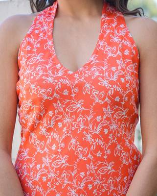 Women'S Rayon Floral Printed Short Dress (Orange) 5