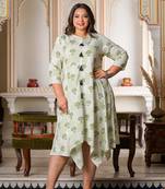 Yash gallery women's plus size floral printed front slit asymmetrical dress (white)