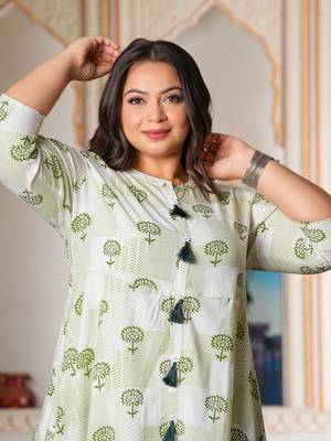 Yash gallery women's plus size floral printed front slit asymmetrical dress (white) 4