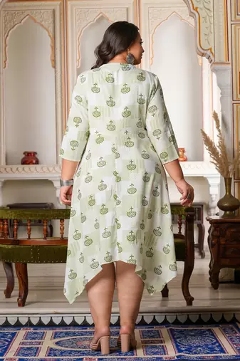 Women'S Floral Printed Front Slit Asymmetrical Dress (White)