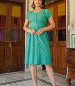 Women'S Green Stripe Printed Dress (Green)