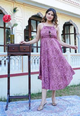Women'S Pink Floral Printed Dress (Pink) 1