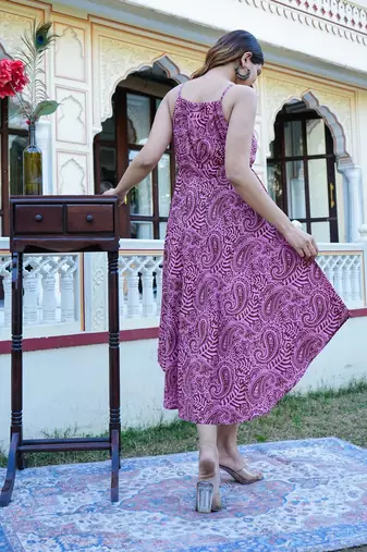 Women'S Pink Floral Printed Dress (Pink)