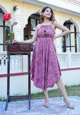 Women'S Pink Floral Printed Dress (Pink) 3