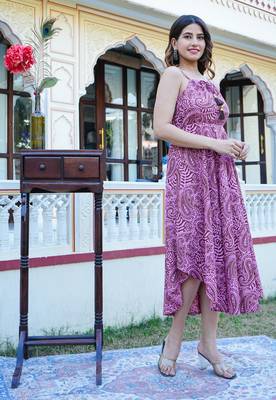 Women'S Pink Floral Printed Dress (Pink) 4