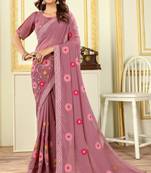 Patlani Style Stylist Georgette Floral Embroidery Saree With Unstitched Blouse