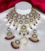 Maroon heavy premium bridal designer jewellery set