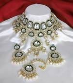 White green heavy premium bridal designer jewellery set