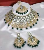 Green heavy premium bridal designer jewellery set