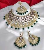 Maroon green heavy premium bridal designer jewellery set