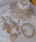 Baby pink heavy premium bridal designer jewellery set