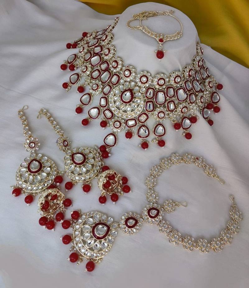 Red heavy premium bridal designer jewellery set ROYKALS 4412265