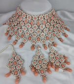 Peach heavy premium bridal designer jewellery set