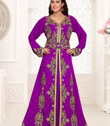 Purple color Full Sleeves Handmade Moroccan Kaftan 