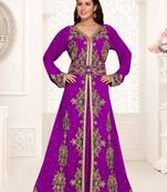 Purple color luxurious Full Sleeves Handmade Moroccan Kaftan .