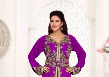 Purple color Full Sleeves Handmade Moroccan Kaftan  2