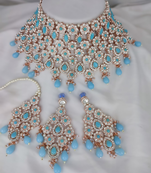 Sky blue heavy premium bridal designer jewellery set
